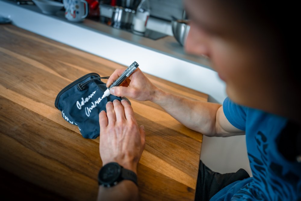 Dark Black Chalk Bag Hand-Signed by Adam Ondra