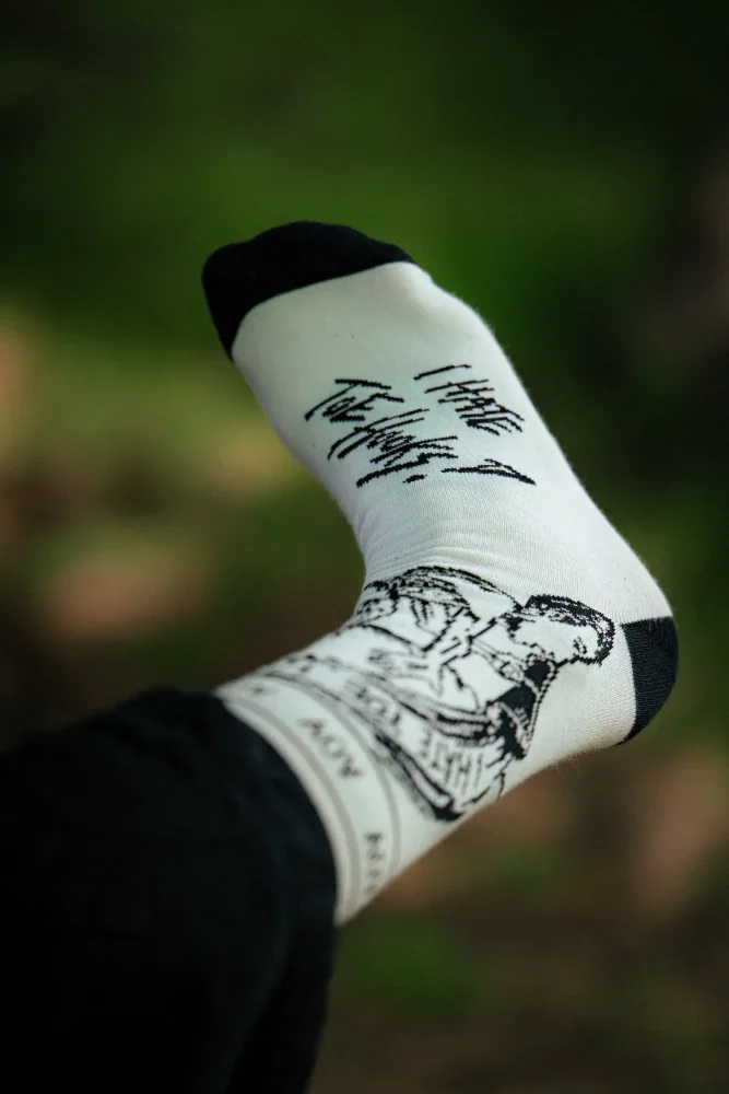 Art-designed I Hate Toehooks Socks by Adam Ondra, white - Size: 42 - 46