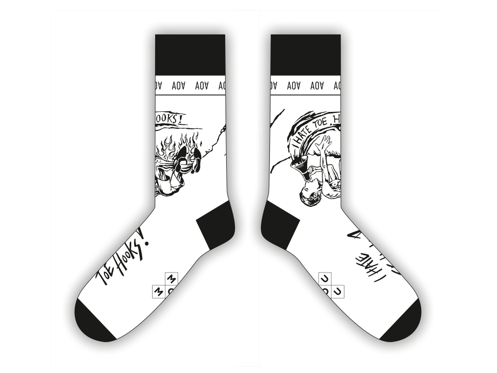Adam Ondra white "I Hate Toehooks Art" socks visualization