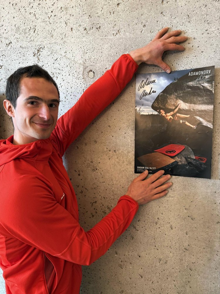 New Soudain Seul 9A Poster Hand-signed by Adam Ondra - Size: A3 - 29.7 x 42 cm (11.7 x 16.5 in)