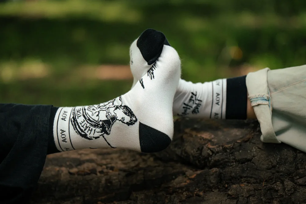 Art-designed I Hate Toehooks Socks by Adam Ondra, white - Size: 42 - 46