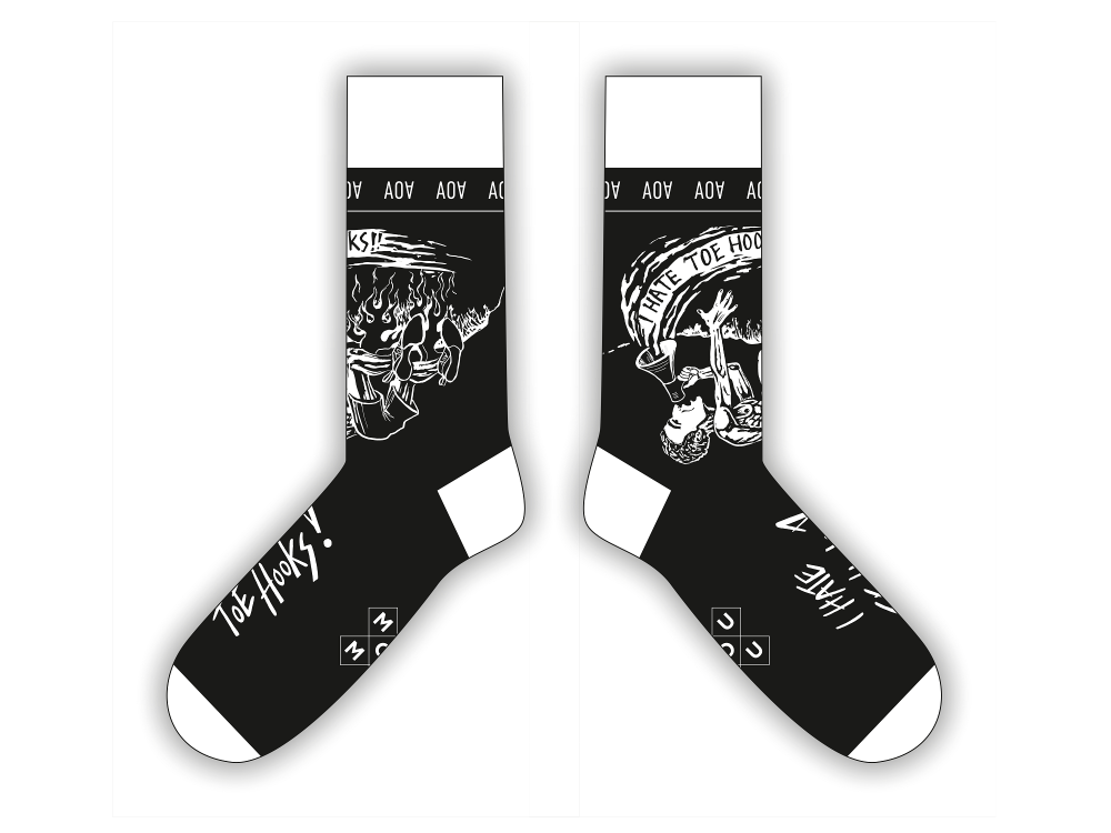 Adam Ondra black "I Hate Toehooks Art" socks visualization