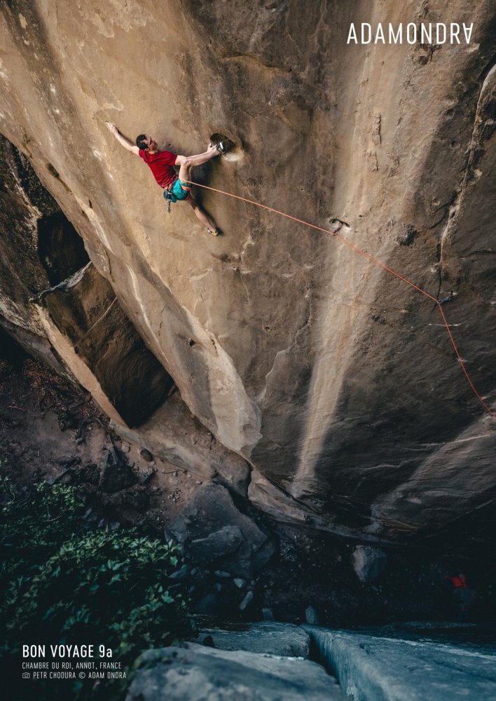 Bon Voyage 9a Poster Hand-Signed by Adam Ondra (portrait)