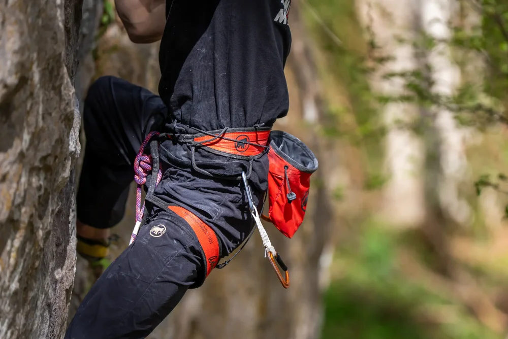 Adam climbing with Adam Ondra Sender Light Chalk Bag