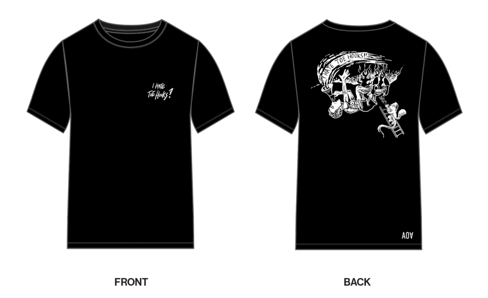 Adam Ondra "I Hate Toehooks" T-shirt back and front visualization