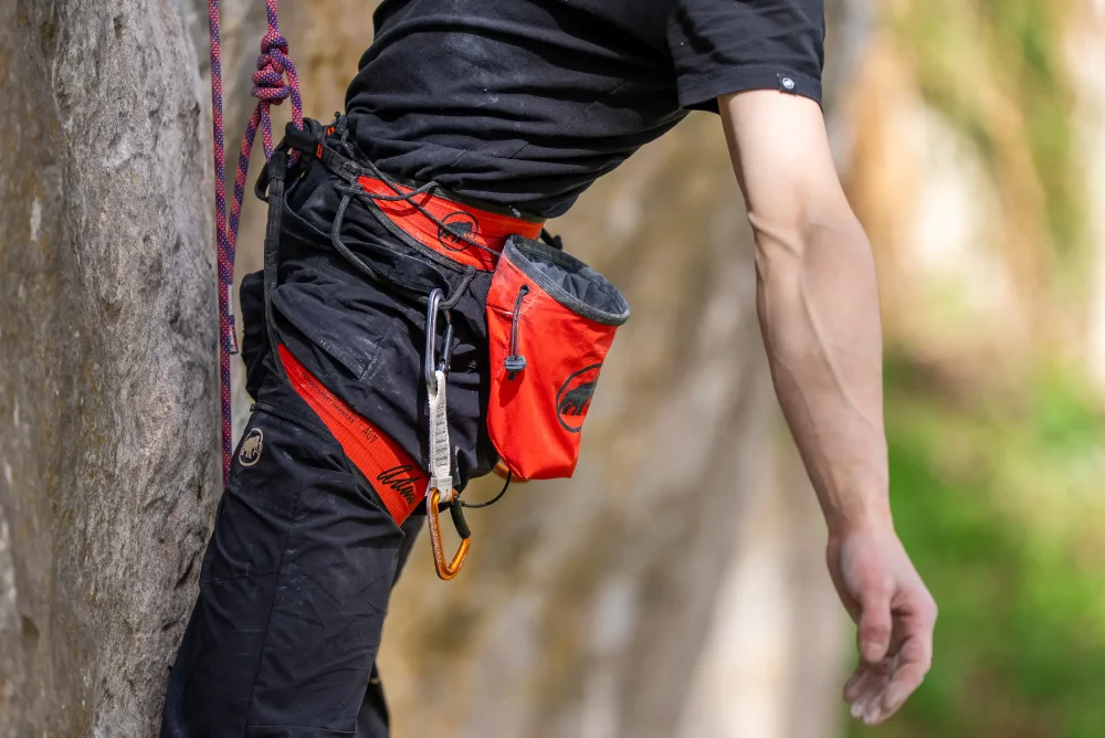 Adam climbing with Adam Ondra Sender Light Chalk Bag