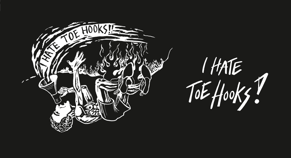 Adam Ondra "I Hate Toehooks Art" design theme by Jakub Novák, white on black