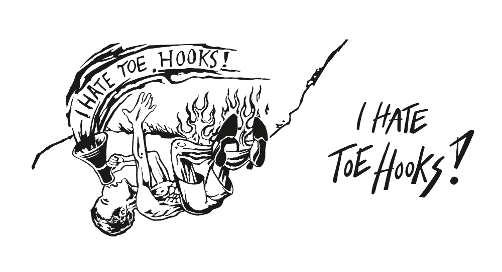 Adam Ondra "I Hate Toehooks Art" design theme by Jakub Novák, black on white