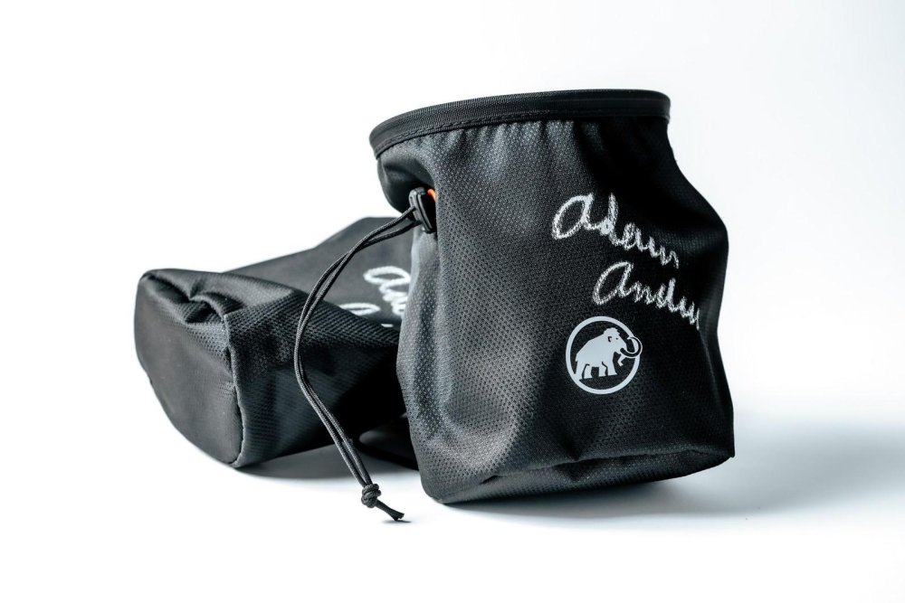 Dark Black Chalk Bag Hand-Signed by Adam Ondra