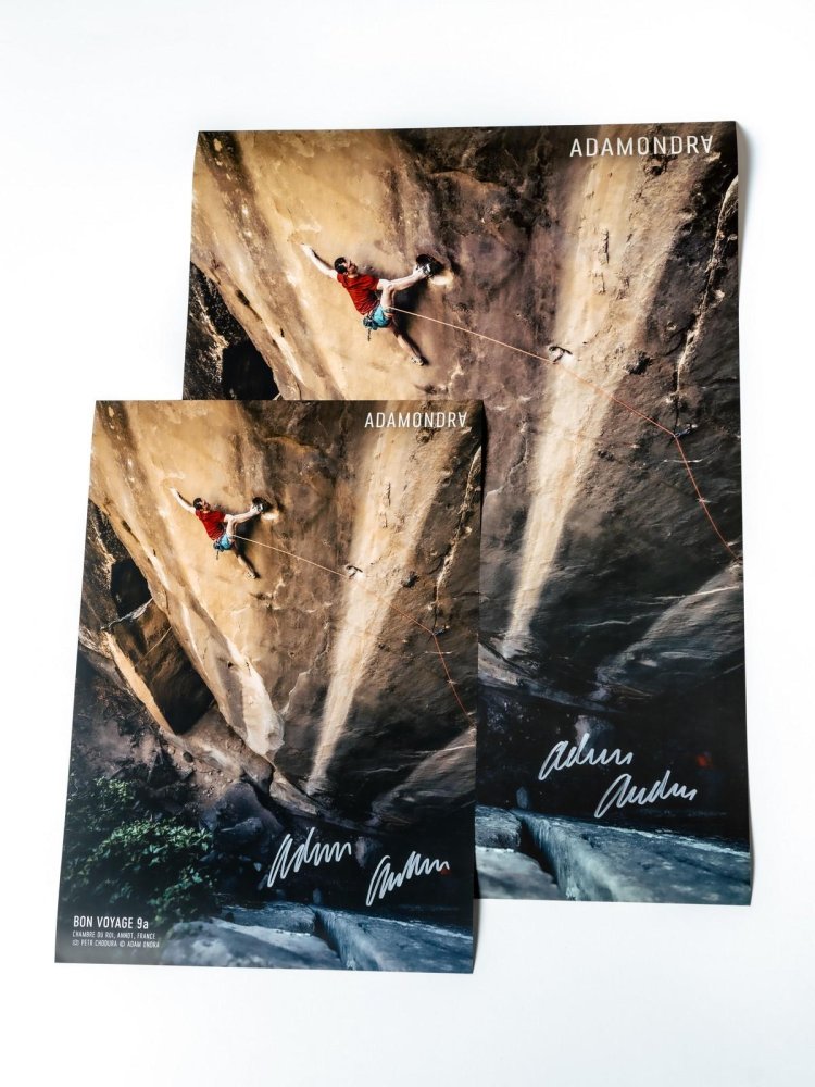 Bon Voyage 9a Poster Hand-Signed by Adam Ondra (portrait)