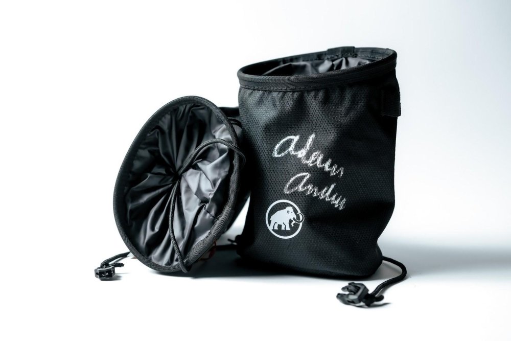 Dark Black Chalk Bag Hand-Signed by Adam Ondra