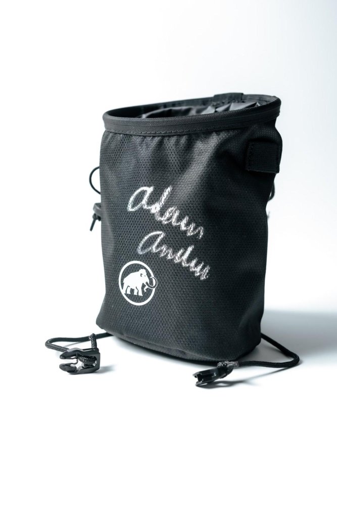 Dark Black Chalk Bag Hand-Signed by Adam Ondra