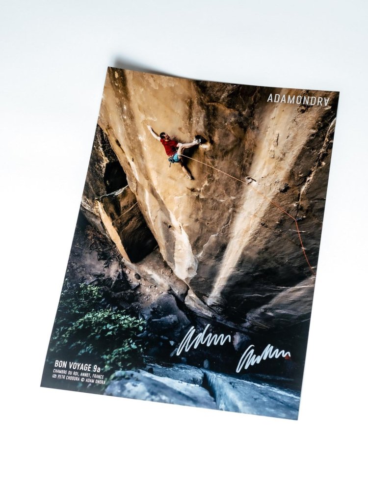Bon Voyage 9a Poster Hand-Signed by Adam Ondra (portrait)
